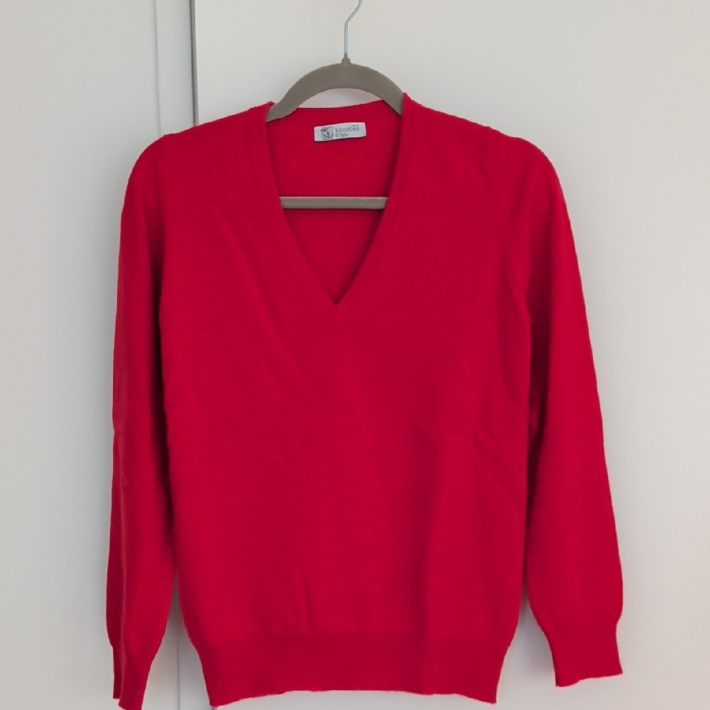 Johnstons of Elgin Vibrant Red V-Neck Sweater